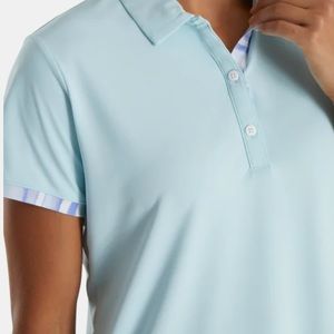 Short Sleeve Watercolor Trim Women Sky Blue. Golf/resort FootJoy